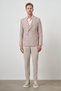 Men's Tile Linen Double Breasted Patterned Slim Fit Pointed Collar Jacket - 2