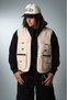 Beige Multi-Pocket Utility Cargo Men's Vest