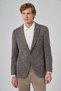 Men's Brown Knitted Trendy Plaid Slim Fit Mono Collar Jacket - 3