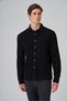 Men's Black Cotton Trend Tree Bark Pattern Dynamic Fit Italian Collar Shirt