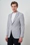 Men's Gray Knitted Patterned Slim Fit Mono Collar Jacket