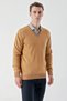 Men's Camel Basic V-Neck Dynamic Fit Comfortable Cut Knitwear - 4