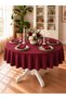 Pearl Velvet Textured Round Tablecloth Burgundy - 3