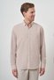 Men's Beige Cotton Trend Dynamic Fit Button Collar Shirt - 3