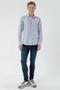 Men's Blue Trend Printed Patterned Italian Collar Slim Fit Shirt - 5