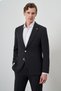 Men's Black Trend Striped Slim Fit Mono Collar Suit - 3