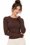 Brown-Ecru Women's Crew Neck Finger Loop Long Sleeve Body/Blouse - Pack of 2 - 2