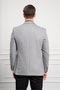 Men's Gray Wool Patterned Dynamic Fit Relaxed Cut Mono Collar Jacket - 6