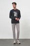 Men's Black Trend Crew Neck Sweat-Shirt - 5