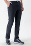 Men's Navy Blue Polyviscon Trend Striped Slim Fit Classic Trousers - 5