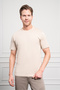Men's Beige Basic Crew Neck Dynamic Fit Cotton T-Shirt