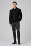 Men's Black Cotton Trend Tree Bark Pattern Dynamic Fit Italian Collar Shirt - 4