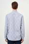 Men's Navy Blue Linen Patterned Button Collar Regular Fit Shirt - 5