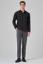 Men's Black Basic Plain Pattern Italian Collar Slim Fit Shirt - 2