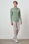 Men's Mint Green Seersucker Trend Patterned Dynamic Fit Italian Collar Shirt - 2