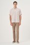 Men's Beige Linen Trend Regular Fit Button Collar Short Sleeve Shirt - 4