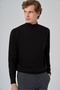 Men's Black Basic Half Turtleneck Dynamic Fit Comfortable Cut Knitwear - 4