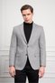 Men's Gray Wool Patterned Dynamic Fit Relaxed Cut Mono Collar Jacket - 4