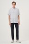 Men's A. Blue Linen Trend Regular Fit Button Collar Short Sleeve Shirt - 4