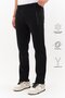 Black Men's Winter Sweatpants with Zipper Pockets, Fleece Inside, Elastic Waist, Three Strands