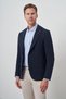 Men's Navy Blue Woven Slim Fit Mono Collar Jacket - 4