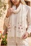 Handmade Rococo Pink Embroidered Women's Cotton Scarf |   50X200 cm - 2