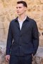 Men's Black Wool Berber Collar Shirt with Pocket - 2