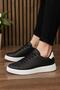 Men's Black White Sole Lace-Up Sneaker Sports Shoes - 5