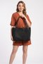 Women's Suede Tote Bag with Zippered Inner Pocket, Large Casual Shoulder Bag 42X26 cm - 2