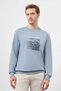 Men's Blue Trend Crew Neck Sweat-Shirt - 3