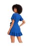 Vs-1043 Perla Blue Double Breasted V-Neck Flounce Sleeve Ruffle Skirt Mini Dress - 2