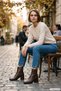Women's Brown Zippered Thick Heeled Boots - 4