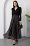 Top Crepe Skirt Chiffon Belted Dress Grs3860 - 3