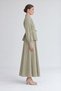 Pleated Hem Cupra Skirt Set Green - 2