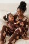 Brown Patterned Thermal Fabric Ultra Soft Knitted Pajama Set