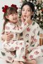 Light Yellow Christmas Themed Patterned Thermal Fabric Ultra Soft Knitted Pajama Set