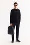 Men's Black Crew Neck Soft Touch Printed Fleece Regular Fit Sweatshirt A52Y1269 - 6