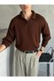 Men's Polo Collar Knitted Oversize Sweater - 2