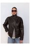 Double-Breasted Front Closure Leather Jacket - 2