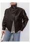 Double-Breasted Front Closure Leather Jacket - 3