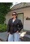 Single Button Slim Belted Leather Jacket - 2