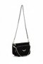 Black suede bag with 2 chain straps, 2 bag wing detailed shoulder hand and arm bag - 3