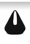 Women's Black Hobo Shoulder Bag with Suede Texture Belt and Staple Detail - 5