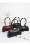 Navy Blue Color Baguette Women's Shoulder Bag Faux Leather Daily Handbag - 3