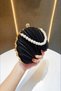 Pleated Oyster Shell Wide Model Evening Dress Bag Stylish Pleated Black Satin Handbag Wedding Engagement Evening Dress Bag Silver Kcase - 2