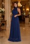Women's Navy Blue Halter Neck Janjan Fabric Premium Evening Dress Nbmy4128 - 4