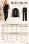 Leopard Print, Sporty Elegance - Women's Long Sleeve Crew Neck Viscose Two-Thread Blouse with Leopard Sleeve Detail and Striped Pants Two-Piece Set - 4