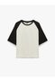 Cotton Comfortable Fit Color Contrast Short Raglan Sleeves Crew Neck T-Shirt - 5