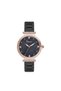 Women's Rose Gold-Black Steel Case Oval Dial Metal Band Wristwatch Quartz Mechanism Analog Display