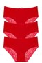 High Waist Lace Bato New Year's Special Collection Women's Panties Red 3-Piece 555 - 4